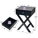 Modern X-Shaped Nightstand with Drawer for Living Room Bedroom by LJGDeals