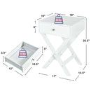 Modern X-Shaped Nightstand with Drawer for Living Room Bedroom by LJGDeals