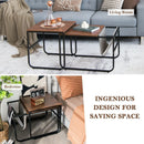 Set of 2 Nesting Coffee Tables with Side Pocket for Living Room Bedroom-Rustic Brown by LJGDeals