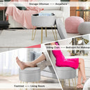 Round Velvet Storage Ottoman Footrest Stool Vanity Chair with Metal Legs by LJGDeals