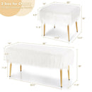 Faux Fur Vanity Stool with Golden Metal Legs for Makeup Room by LJGDeals