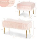 Faux Fur Vanity Stool with Golden Metal Legs for Makeup Room by LJGDeals