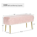 Upholstered Faux Fur Vanity Stool with Golden Legs for Makeup Room by LJGDeals