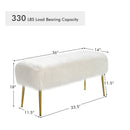Upholstered Faux Fur Vanity Stool with Golden Legs for Makeup Room by LJGDeals