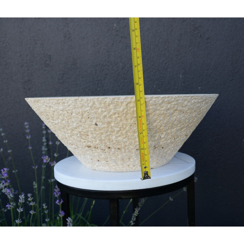 Light Beige Travertine Natural Stone Handcrafted Vessel Sink, photo 9 of 9
