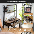 Industrial Vanity Table with 3-Height Adjustable Mirror Bag-Brown by LJGDeals