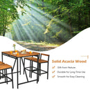5 Pieces Outdoor Acacia Wood and PE Rattan Bar Set by LJGDeals