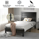 Twin Size Platform Bed Frame with Rubber Wood Leg-Black by LJGDeals