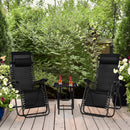 3 Pieces Folding Portable Zero Gravity Reclining Lounge Chairs Table Set by LJGDeals