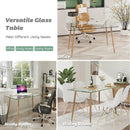 Modern Glass Rectangular Dining Table with Metal Legs by LJGDeals