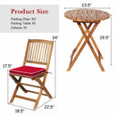 3 Pieces Patio Folding Bistro Set with Padded Cushion and Round Coffee Table-Red by LJGDeals