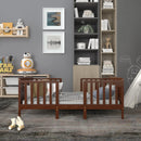 2-in-1 Convertible Kids Wooden Bedroom Furniture with Guardrails by LJGDeals