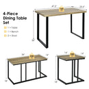 4 Pieces Industrial Dinette Set with Bench and 2 Stools-Oak by LJGDeals