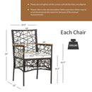 2 Pieces PE Wicker Patio Bistro Dining Chairs with Acacia Wood Armrests and Cushions by LJGDeals