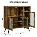 Buffet Kitchen Storage Cupboard with Glass Door and Adjustable Shelves-Rustic Brown by LJGDeals