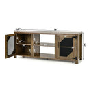 TV Stand for TVs up to 65-Inch with 2 Metal Mesh Doors and Ad-Rustic Brown by LJGDeals
