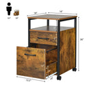 2 Drawer Mobile File Cabinet Printer Stand with Open Shelf for Letter Size-Rustic Brown by LJGDeals