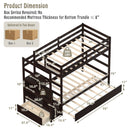 Twin Over Twin Bunk Bed with Storage Shelf and Drawer-Dark Brown