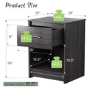 Wooden Nightstand with Drawer and Open Storage Compartment by LJGDeals