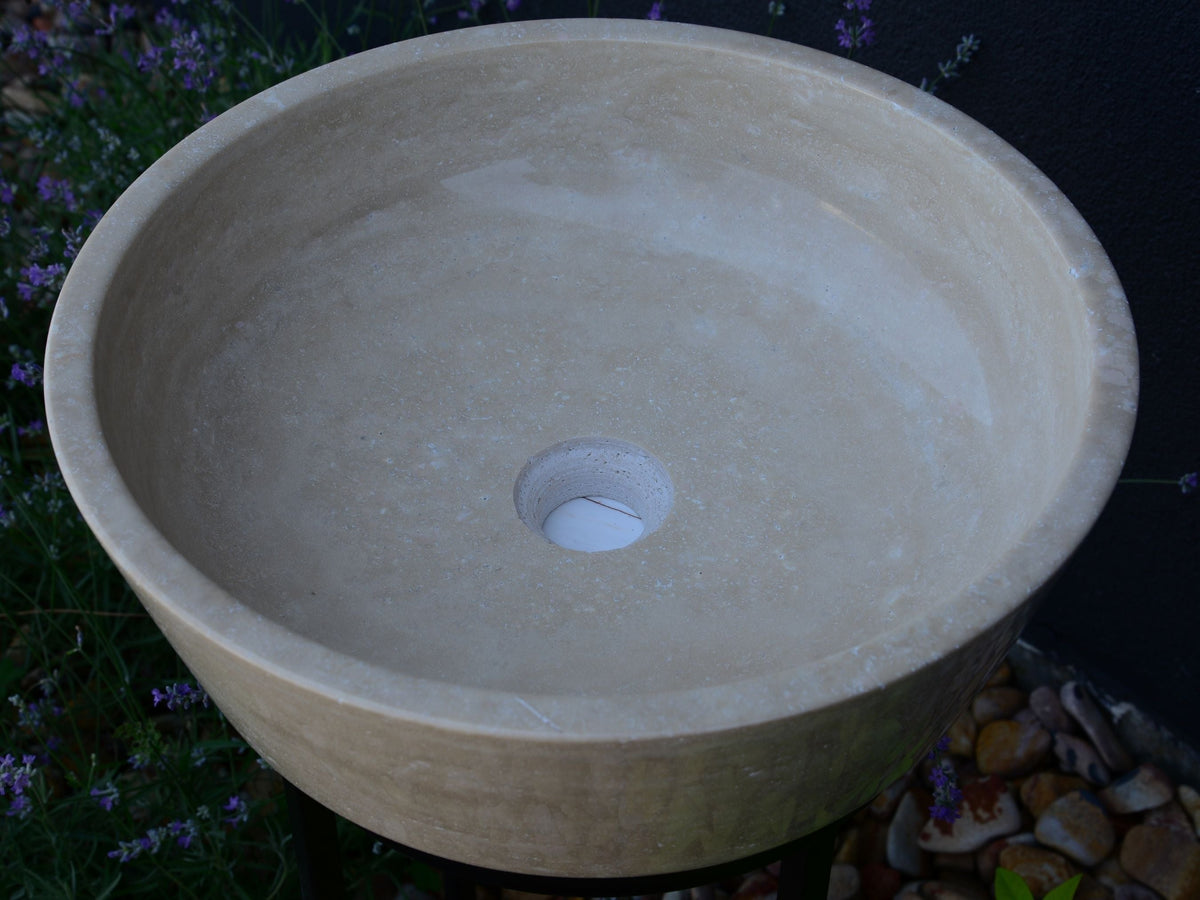 Light Travertine Handcrafted Vessel Sink - Authentic Hand Polished Natural Stone, photo 4 of 10