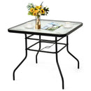 32 Inch Patio Tempered Glass Steel Frame Square Table by LJGDeals