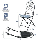 2 Pieces Patio Folding Mosaic Bistro Chairs with Blue Floral Pattern by LJGDeals