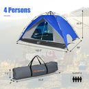 2-in-1 4 Person Instant Pop-up Waterproof Camping Tent-Blue by LJGDeals