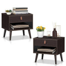 Nightstand Bedroom Table with Drawer Storage Shelf-Brown by DirectDeals