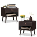 Nightstand Bedroom Table with Drawer Storage Shelf-Brown by LJGDeals