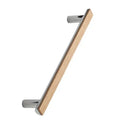 Chrome and Wood "Bis" Cabinet Knob and Drawer Handle