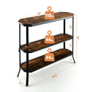 3-Tier Steel Frame Entryway Sofa Console Table for Hallway and Living Room-Rustic Brown by LJGDeals