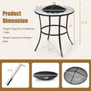 23.5 Inches Round Fire Pit Table with Mesh Cover and Fire Poker by LJGDeals