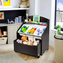Kids Wooden Toy Storage Unit Organizer with Rolling Toy Box and Plastic Bins by LJGDeals