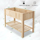 47 Inch Wooden Raised Garden Bed with Bottom Shelf and Bed Liner by DirectDeals