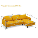 L-Shaped Fabric Sectional Sofa with Chaise Lounge and Solid Wood Legs by LJGDeals
