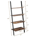 Multipurpose 4-Tier Industrial Leaning Wall Bookcase with Metal Frame by LJGDeals