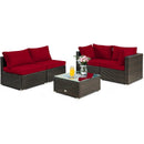5 Pieces Cushioned Patio Rattan Furniture Set with Glass Table by LJGDeals