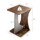 2-Tier Compact C-shape Sofa Side Table-Rustic Brown by LJGDeals