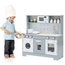 Pretend Play Kitchen Wooden Toy Set for Kids with Realistic Light and Sound by LJGDeals