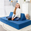 4 Pieces Convertible Kids Couch Set with 2 Folding Mats-Yellow by LJGDeals