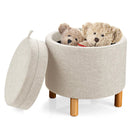 Round Fabric Storage Ottoman with Tray and Non-Slip Pads for Bedroom by LJGDeals