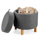 Round Fabric Storage Ottoman with Tray and Non-Slip Pads for Bedroom by LJGDeals