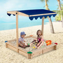Kids Wooden Sandbox with Height Adjustable and Rotatable Canopy Outdoor Playset by LJGDeals