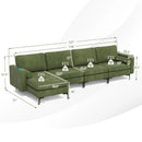 Modular L-shaped 4-Seat Sectional Sofa with Reversible Chaise and 2 USB Socket by LJGDeals