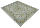 Ivory and Green 8x10 French Design Aubusson Hand Tufted Wool Area Rug by The Rug Decor