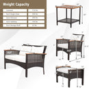 7 Pieces Patio Rattan Cushioned Conversation Furniture Set by LJGDeals