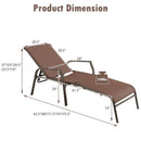 2 Pieces Patio Folding Chaise Lounge Chair Set with Adjustable Back-Brown by LJGDeals