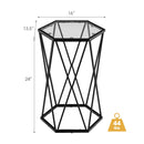 Hexagonal Accent End Table with Tempered Glass Top and Metal Frame by LJGDeals