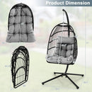 Patio Hanging Egg Chair with Stand Waterproof Cover and Folding Basket-Gray by LJGDeals
