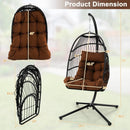 Patio Hanging Egg Chair with Stand Waterproof Cover and Folding Basket-Brown by DirectDeals
